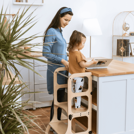 STEP’n’SIT® 2-in-1 Lernturm & Tisch | Preisgekröntes Design | Montessori-Innovation