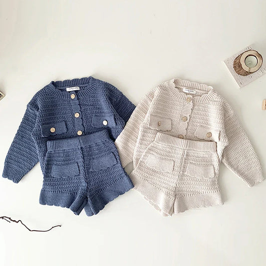 Baby-Strickset „Nordic Winter“ | Cardigan & Shorts | Premium-Strick | 0–4 Jahre
